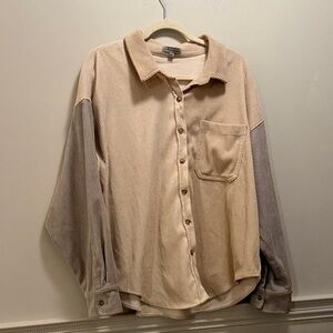 Stylish Beige and Brown Button Down Shirt